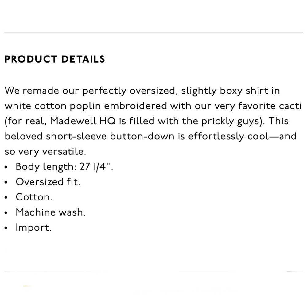Madewell Cactus Embroidered Courier Shirt XS - Picture 5 of 7